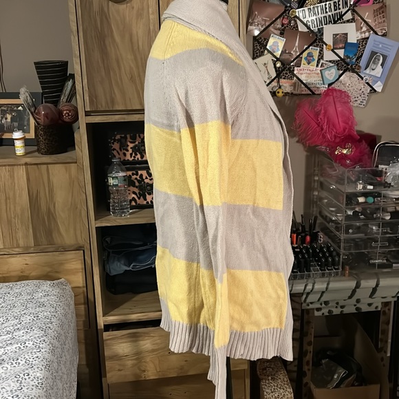 Gap Yellow And Beige Thick Stripe Cardigan - Medium - Picture 2 of 4